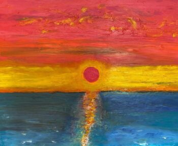 painting of a sunset over the sea
